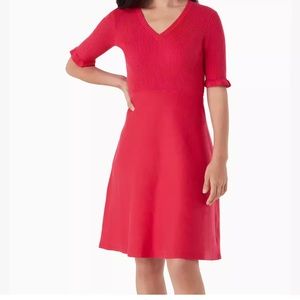 Kate Spade Women’s V-Neck Sweater Dress in Bright Rose ( hot pink ) Size Large